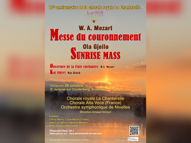 Concert Mozart (Messe du couronnement) et Gjeilo (Sunrise Mass)